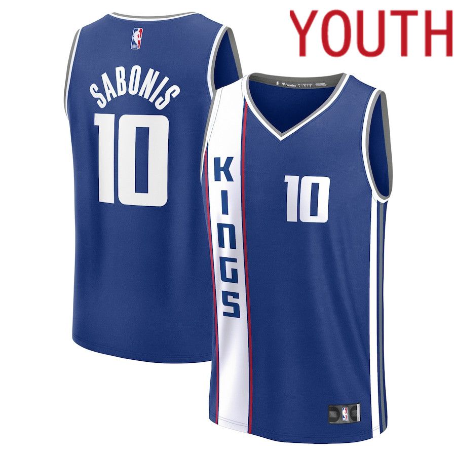 Youth Sacramento Kings #10 Domantas Sabonis Fanatics Branded Blue City Edition 2023-24 Fast Break NBA Jersey